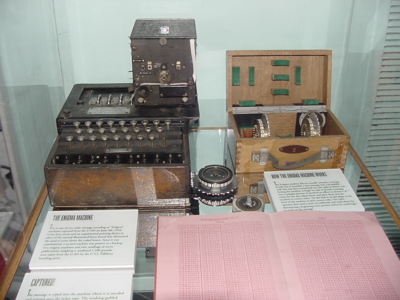 Enigma machine in U-505 (pre-relocation) exhibit at Museum of Science & Industry