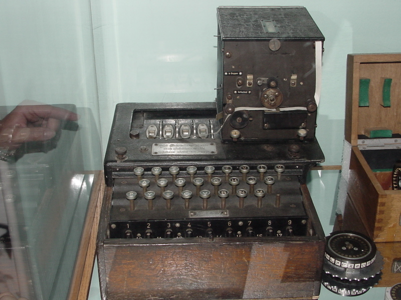 Enigma machine in U-505 (pre-relocation) exhibit at Museum of Science & Industry