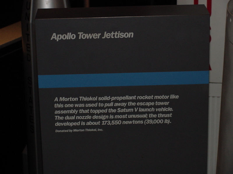 Sign by the Launch Escape Tower Jettison Motor at the Museum of Science & Industry