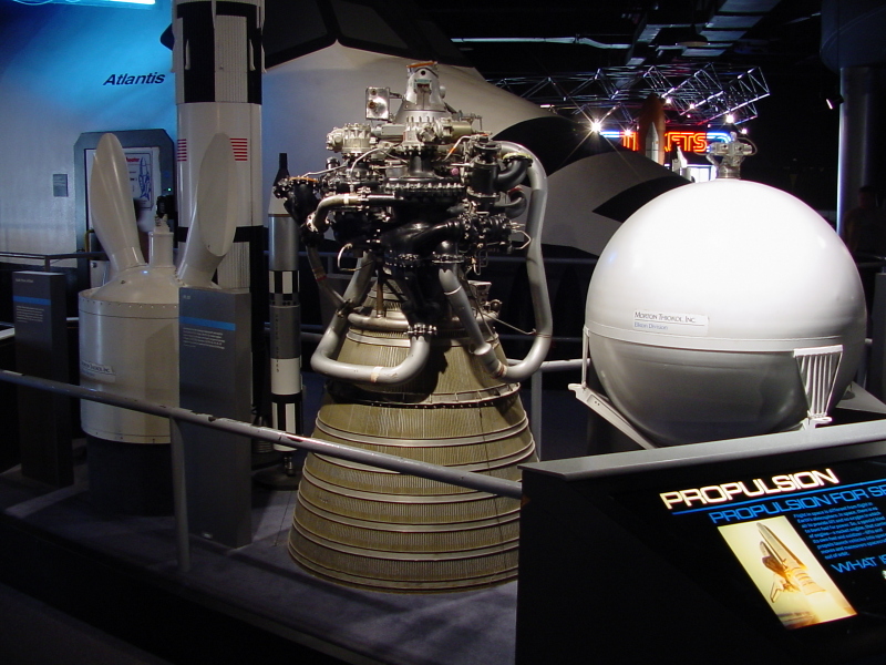 Propulsion exhibit, including Launch Escape Tower Jettison Motor, at the Museum of Science & Industry