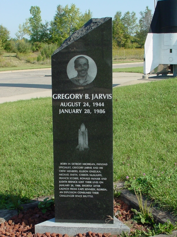 Greg Jarvis on the Astronaut Memorial at the former Michigan Space and Science Center