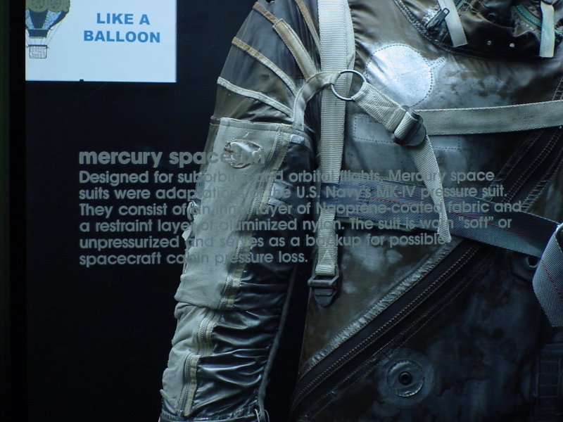 Sign accompanying Mercury Suit at Michigan Space and Science Center