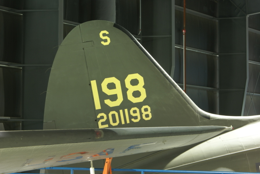 Tail number (201198) on the C-46 at the Museum of Aviation