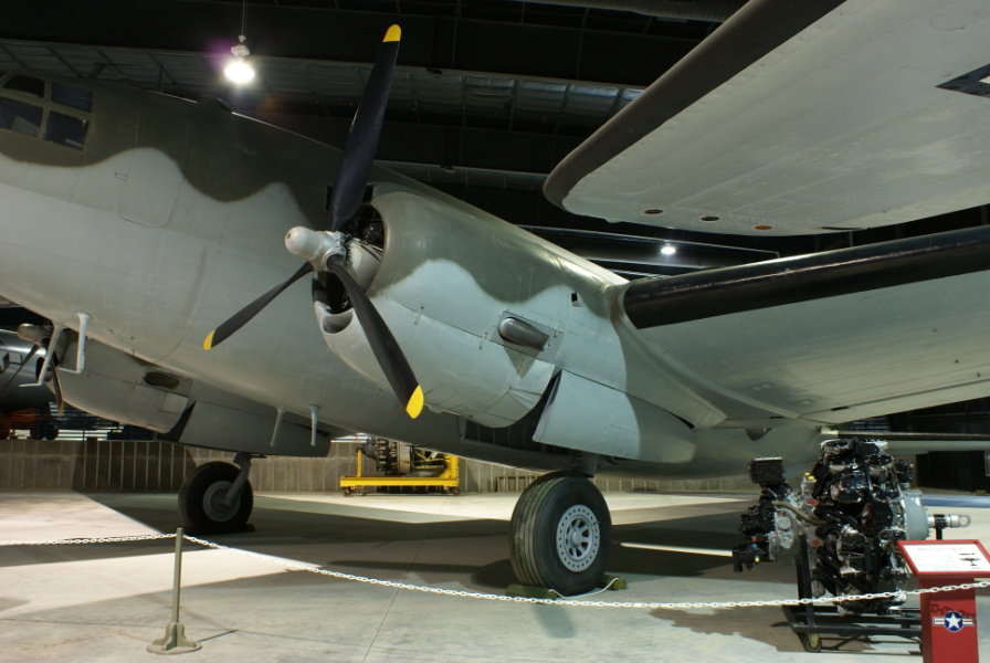 Pratt & Whitney R-2800 engine and landing gear on C-46 at the Museum of Aviation