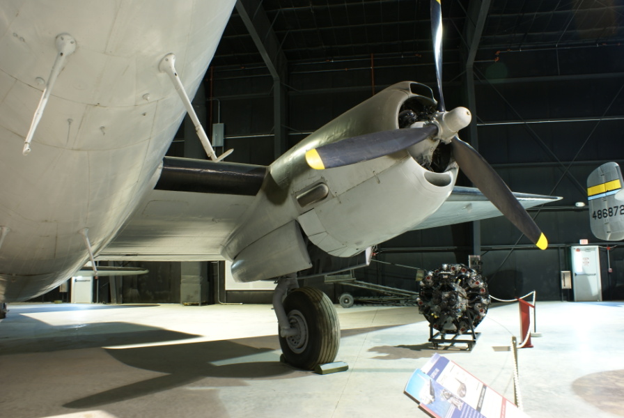 Pratt & Whitney R-2800 engine and landing gear on C-46 at the Museum of Aviation