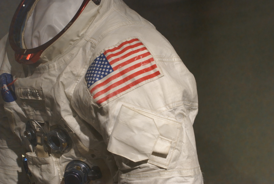 Armstrong's Apollo 11 Backup Suit left shoulder at Neil Armstrong Air & Space