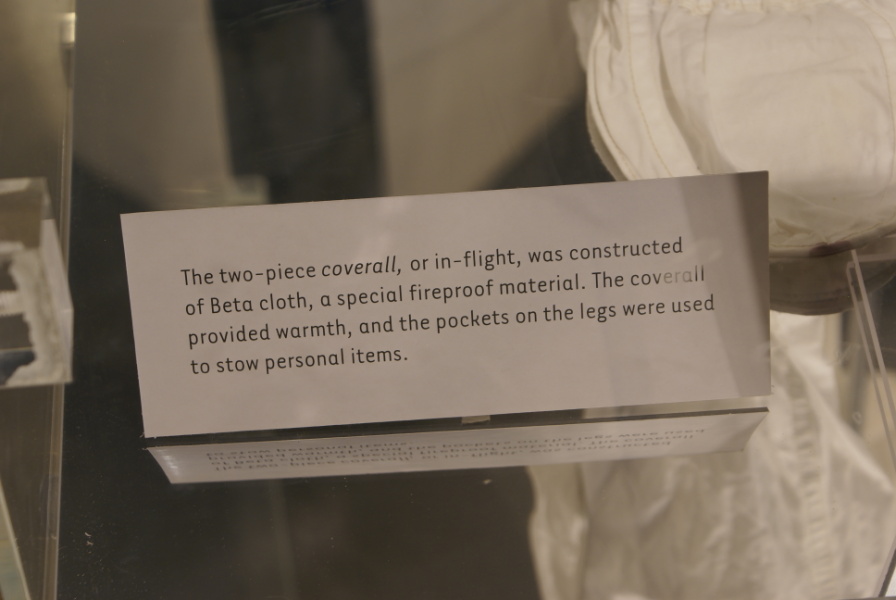 Sign accompanying Cernan's Apollo 10 Inflight Coverall Garment (ICG) at Neil Armstrong Air & Space