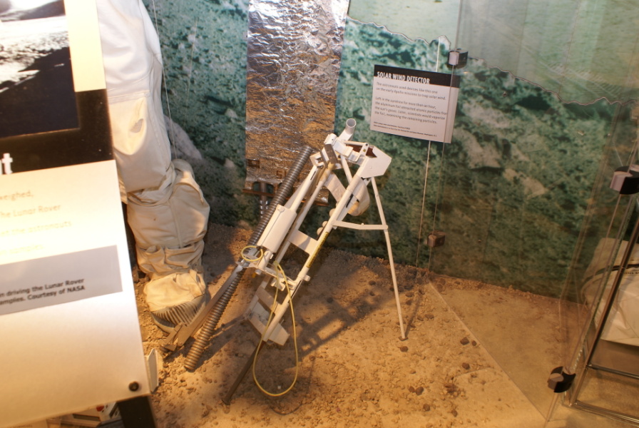 Lunar surface drill core stem stand in Apollo Lunar Surface Diorama at Neil Armstrong Air & Space