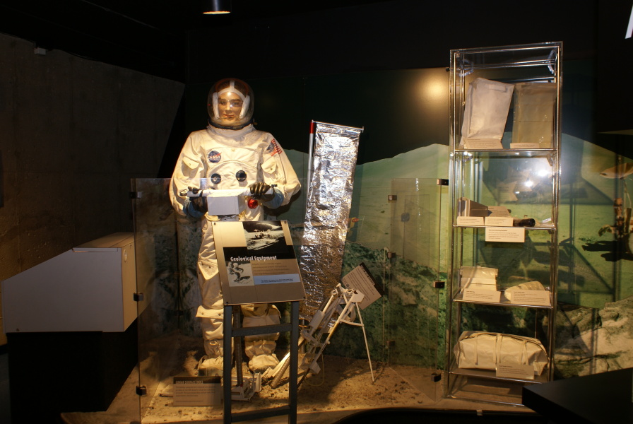 Lunar surface diorama and Apollo Lunar Sample Equipment at Neil Armstrong Air & Space