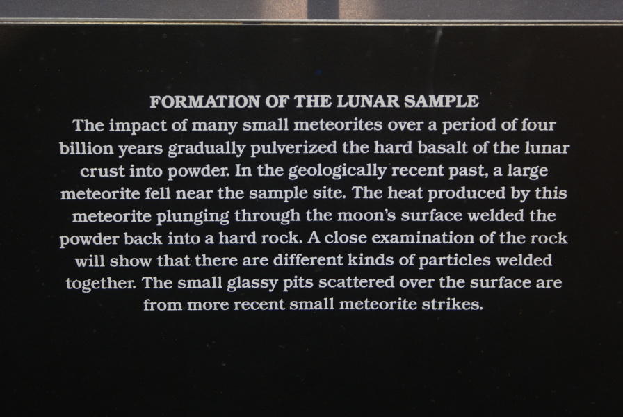 Sign accompanying the Moon Rock at Neil Armstrong Air & Space