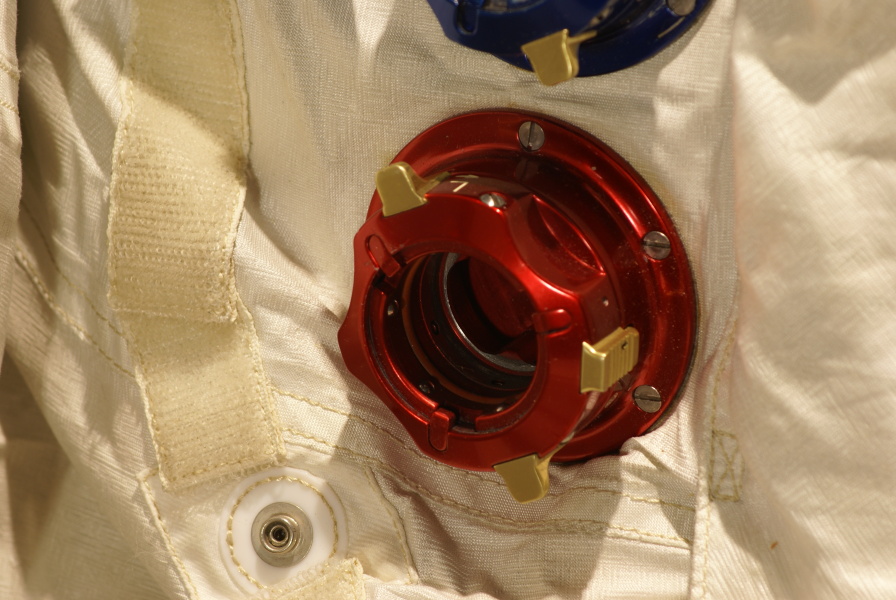 Armstrong's Apollo 11 Backup Suit chest connectors at Neil Armstrong Air & Space
