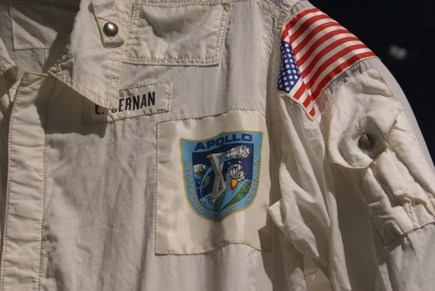 Apollo 10 crew patch on Cernan's Apollo 10 Inflight Coverall Garment (ICG) at Neil Armstrong Air & Space
