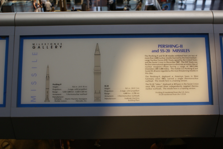 Pershing-II and SS-20 missiles sign in the Milestones of Flight gallery at the National Air & Space Museum