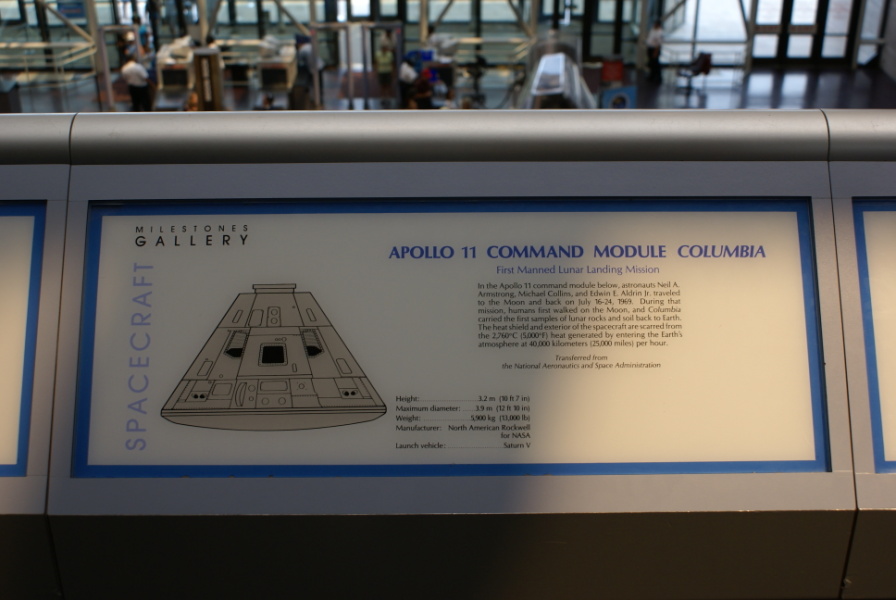 Apollo 11 command module sign in the Milestones of Flight gallery at the National Air & Space Museum