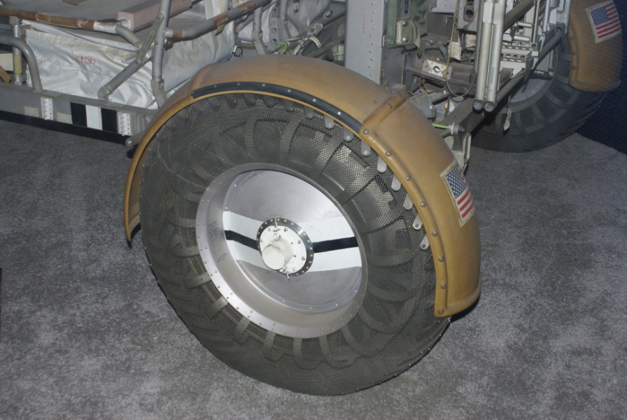 Lunar Roving Vehicle rear tire and fenders at National Air & Space Museum