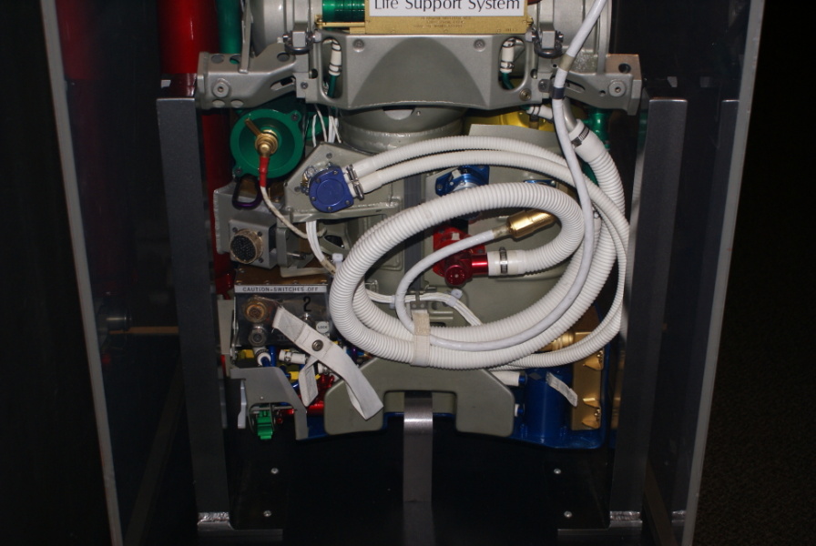 Components in main part of Apollo Portable Life Support System (PLSS) at National Air and Space Museum