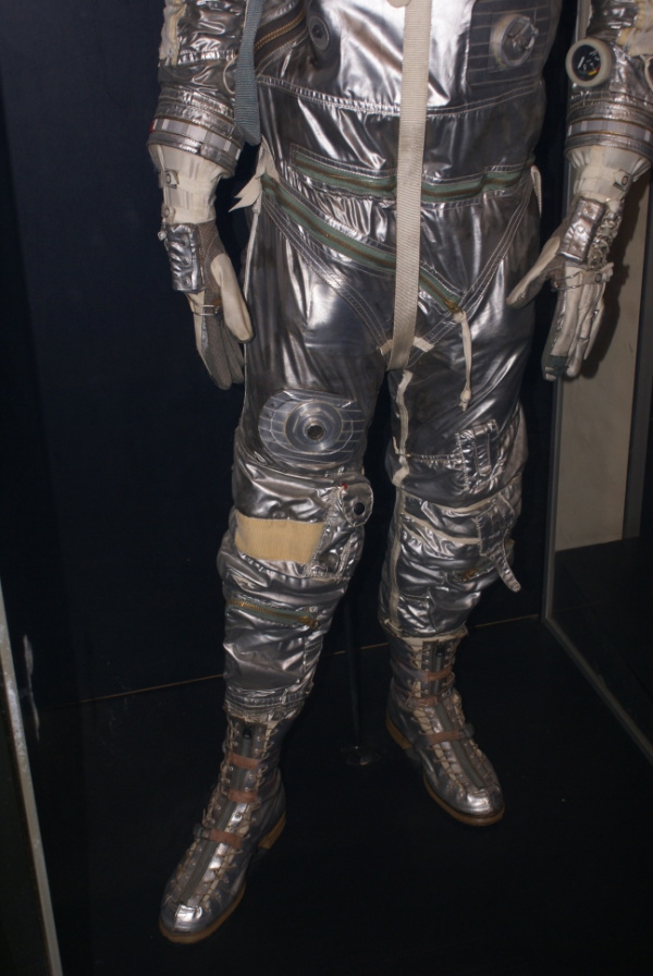 Gloves and lower torso of Project Mercury Suit at National Air & Space Museum