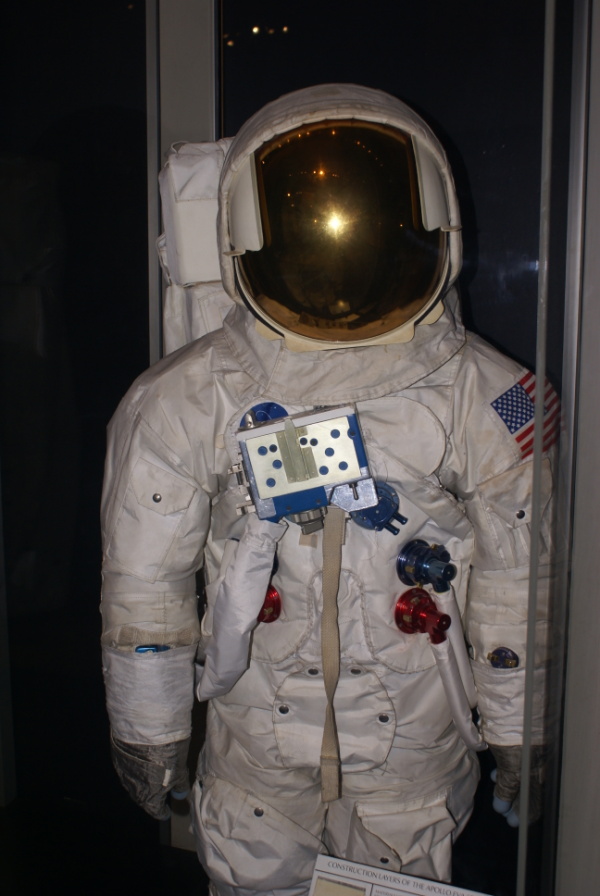 Upper portion of Project Apollo A7L Suit at National Air & Space Museum