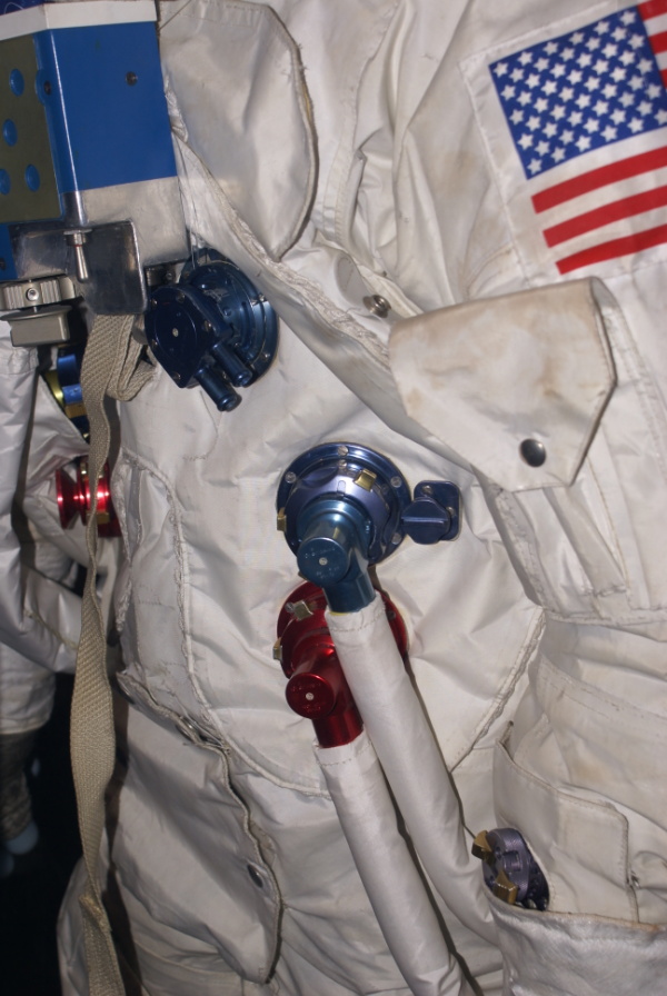 Project Apollo A7L Suit chest connectors at National Air & Space Museum
