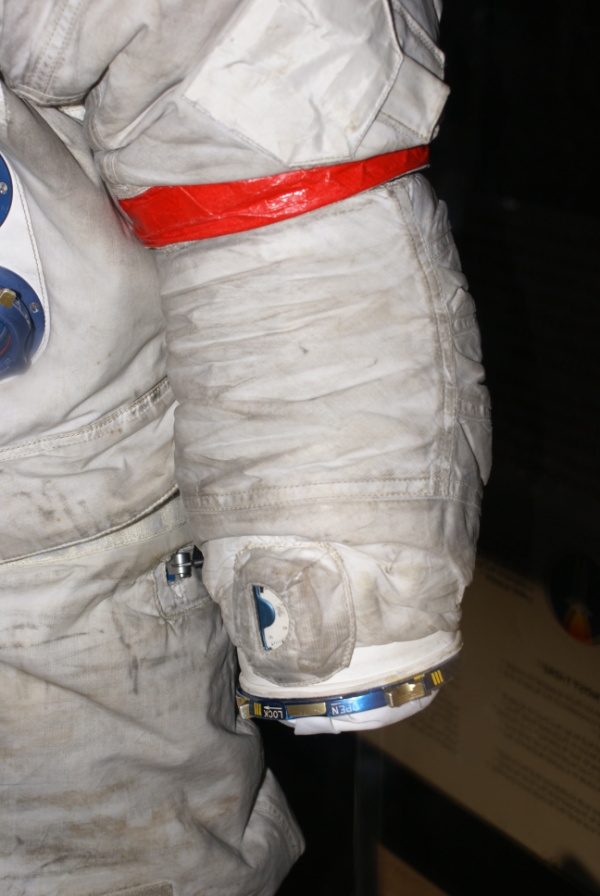 Scott's Apollo 15 Suit's left arm at National Air & Space Museum