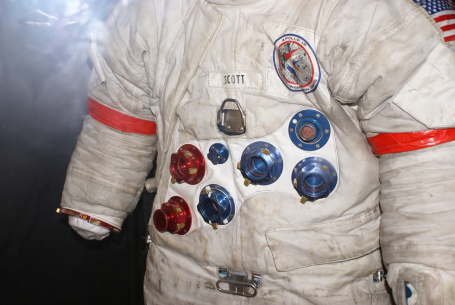 Scott's Apollo 15 Suit's chest connectors at National Air & Space Museum