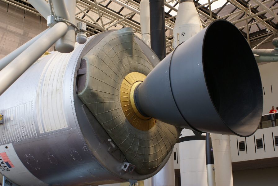 Aft end of Service Module in Apollo-Soyuz Test Project Display at National Air & Space Museum
