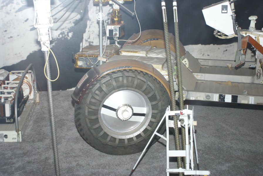 Lunar Roving Vehicle front tire and fenders at National Air & Space Museum