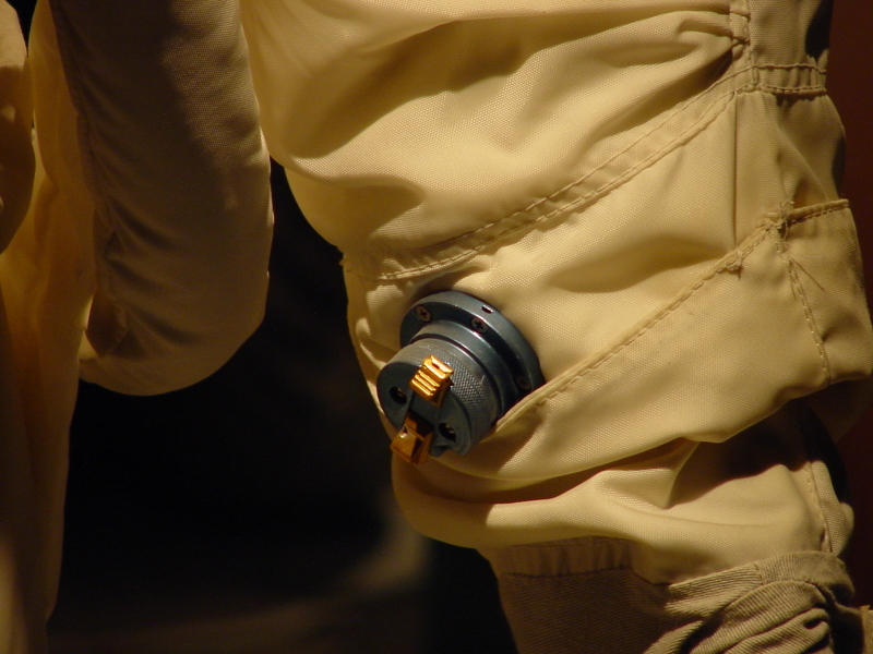 Pressure relief valve on Cernan's Apollo 17 Suit at Naval Aviation Museum