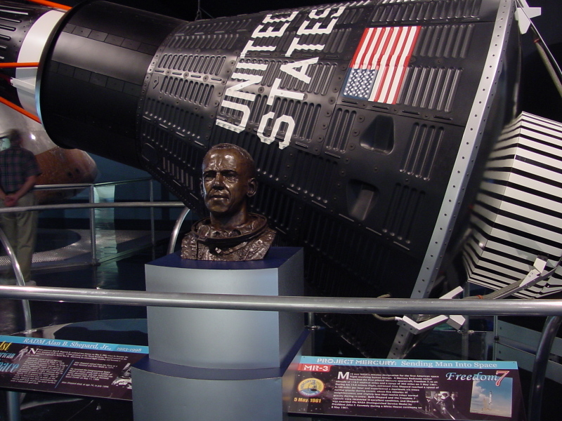 Alan Shepard bust by the Mercury Mockup at Naval Aviation Museum