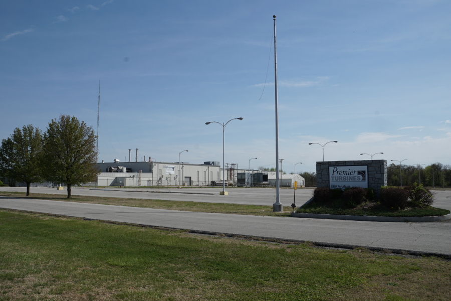 Premier Turbines sign and Former Rocketdyne Plant in Neosho Missouri