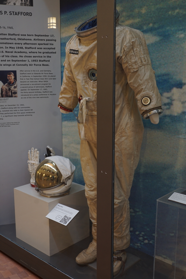 Gemini G4C space suit, including helmet and gloves, at Oklahoma History Center