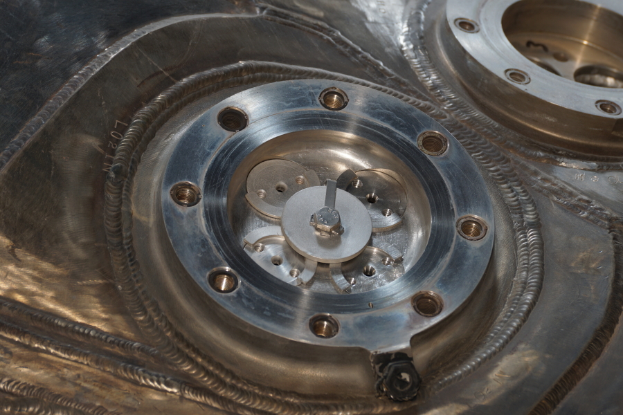 Helium return port on F-1 Engine heat exchanger at Science Museum Oklahoma