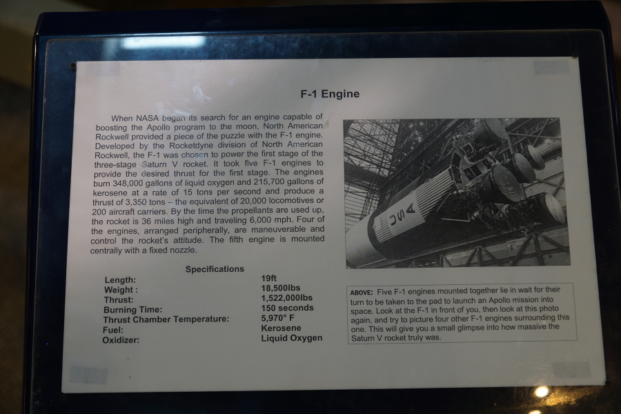 Sign accompanying F-1 Engine at Science Museum Oklahoma