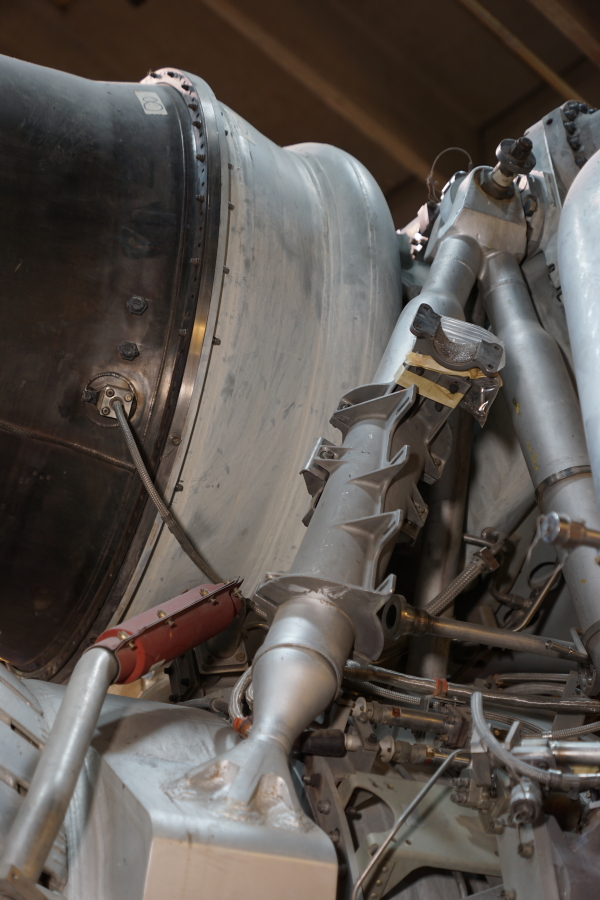 Turbine manifold assembly on F-1 Engine at Science Museum Oklahoma