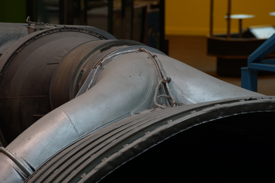 Turbine exhaust manifold inlet on F-1 Engine at Science Museum Oklahoma