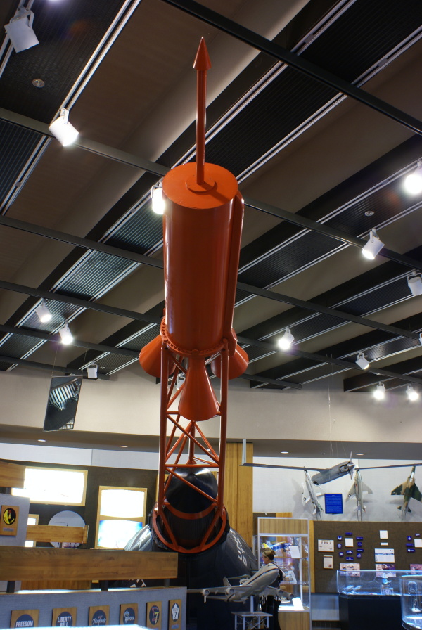 Mercury Mockup, with escape tower, at the Prologue Room