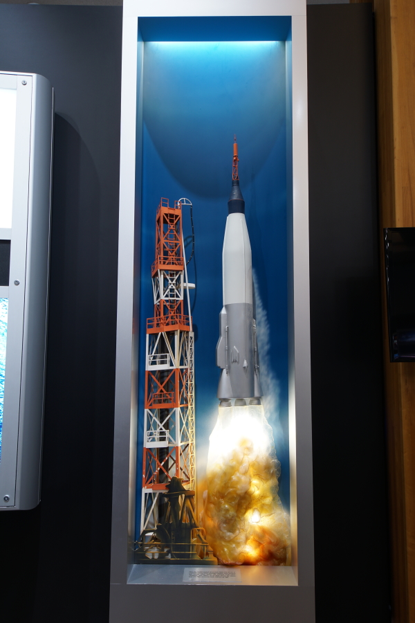 Diorama of launch of John Glenn aboard Mercury-Atlas 6 (MA-6) in the James S. McDonnell Prologue Room
