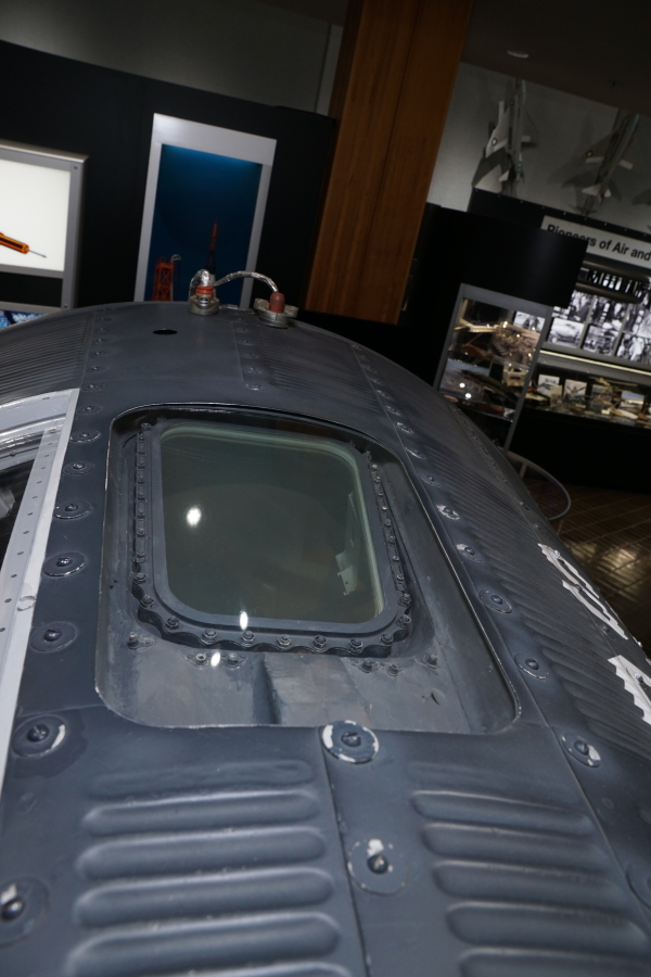 Observation window on Mercury Mockup at James S. McDonnell Prologue Room
