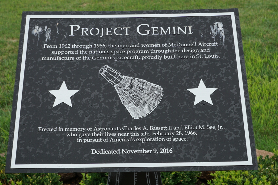 Project Gemini marker near James S. McDonnell Prologue Room parking lot