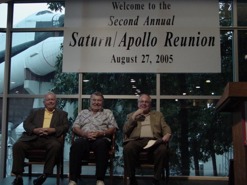 Bill Gurley, Wally Schirra, and Larry Capps at the Second Annual Saturn/Apollo Reunion (2005) at the U.S. Space & Rocket Center.