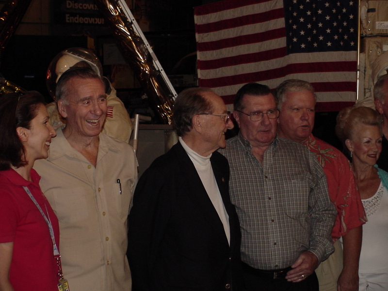 Walt Cunningham, Dr. George Mueller, Dick Gordon, and Bill Gurley at the Third Annual Saturn/Apollo Reunion (2006) at the U.S. Space & Rocket Center.