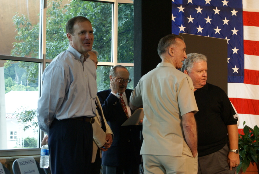 Jim Halsell, George Mueller, Walt Cunningham, and Bill Gurley at the Fourth Annual Saturn/Apollo Reunion (2007) at the U.S. Space & Rocket Center.