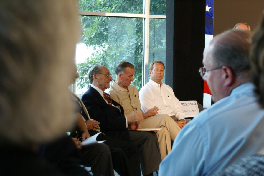 George Mueller, Walt Cunningham, and Jim Maser at the Fourth Annual Saturn/Apollo Reunion (2007) at the U.S. Space & Rocket Center.