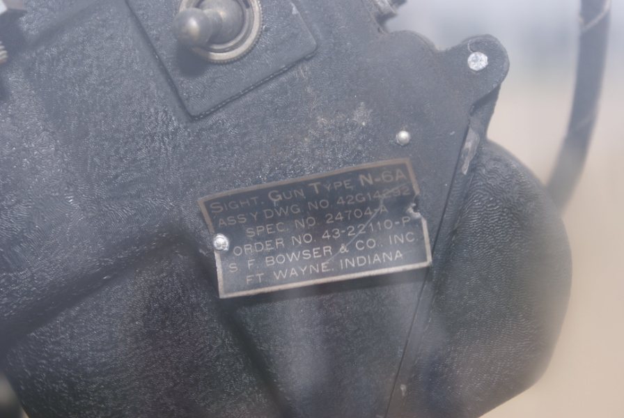 ID plate on B-17 Sentimental Journey tail gunner's gunsight