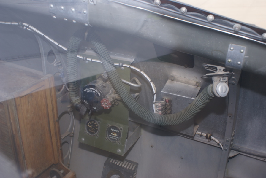 B-17 Sentimental Journey tail gunner's oxygen hose and blinker and ammo box