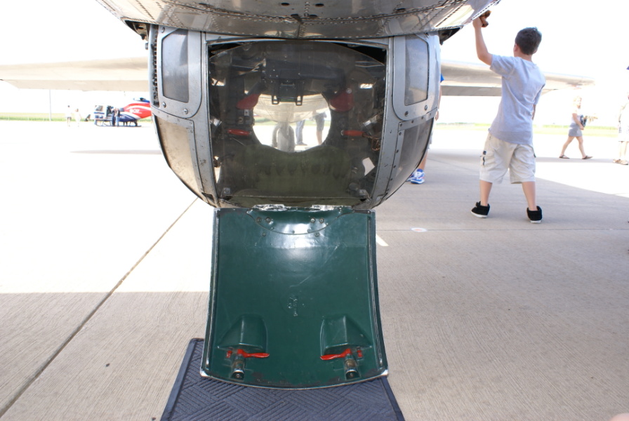 B-17 Sentimental Journey Sperry ball turret with open entrance door