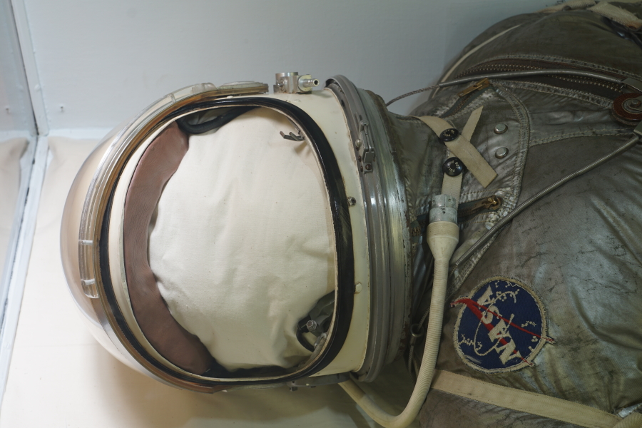 Helmet on Slayton's Mercury Suit at Deke Slayton Memorial Space and Bike Museum
