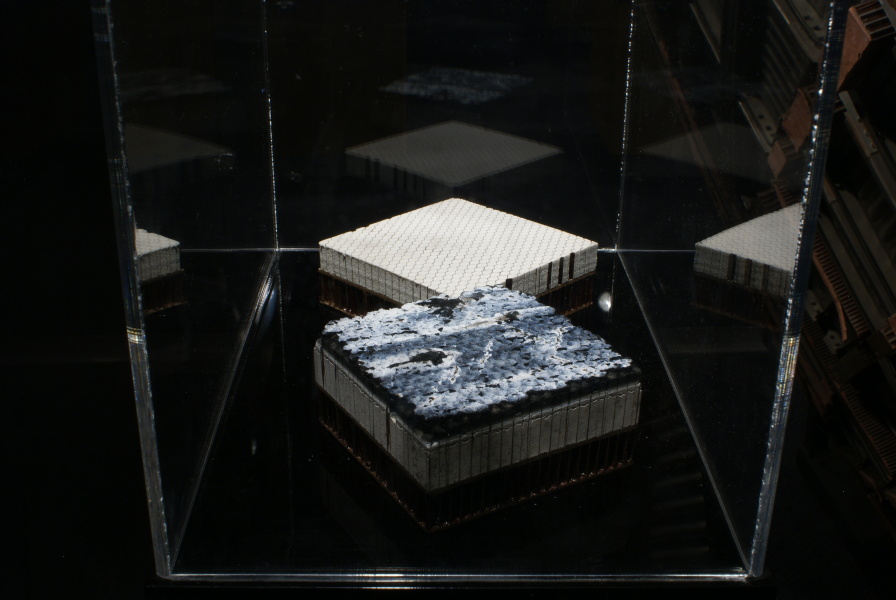 Ablated Gemini 8 and virgin unablated Gemini Heatshield Samples (Pre-Renovation) at St. Louis Science Center