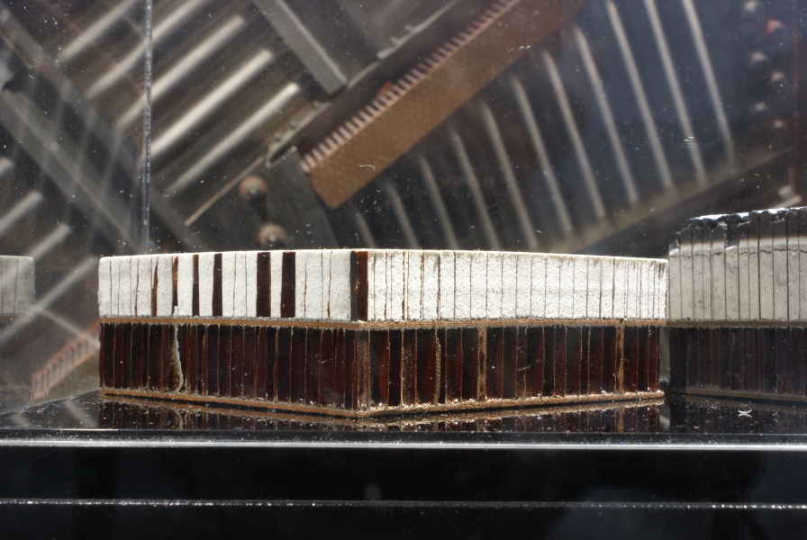 Virgin, unablated Gemini Heatshield Samples (Pre-Renovation), showing honeycomb construction, at St. Louis Science Center