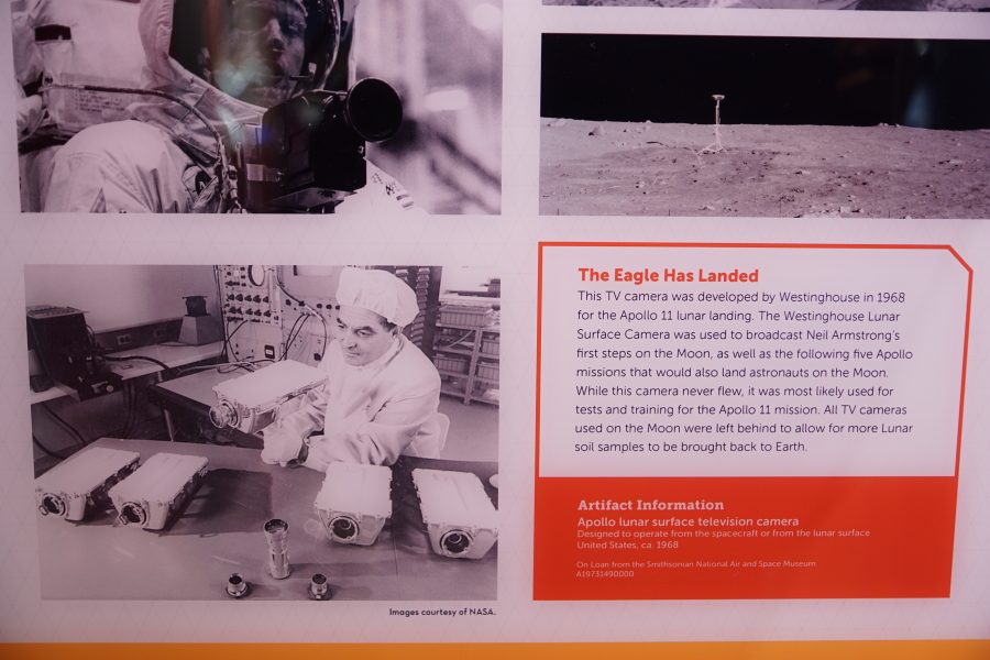 Sign accompanying the Apollo Lunar Surface Television Camera (Westinghouse) at St. Louis Science Center